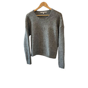 Guess Gray Crewneck Sweater with Stud Details